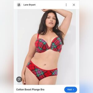 Cacique Red Plaid Underwire Bra Set